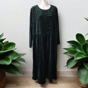 LL Bean Green Velvet Dress